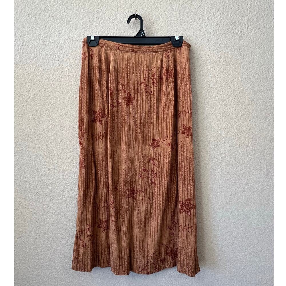 Vintage 80s Norton McNaughton brown floral skirt size M